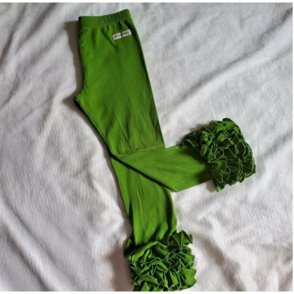 Sew Sassy girls size 4 green icing Boutique Legging ruffles